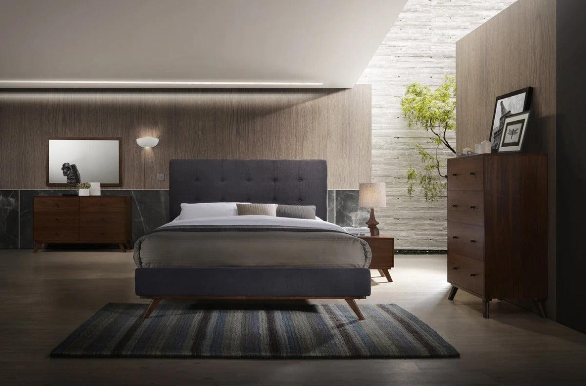 Bedroom Set: Grey & Walnut Bedroom Set