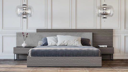 Bedroom Set Modern Grey Oak & Fabric Bedroom Set