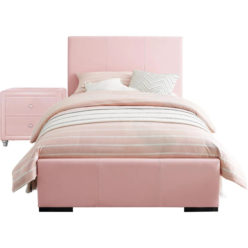 Bedroom Set: Upholstered Platform 2 Piece Bedroom Set