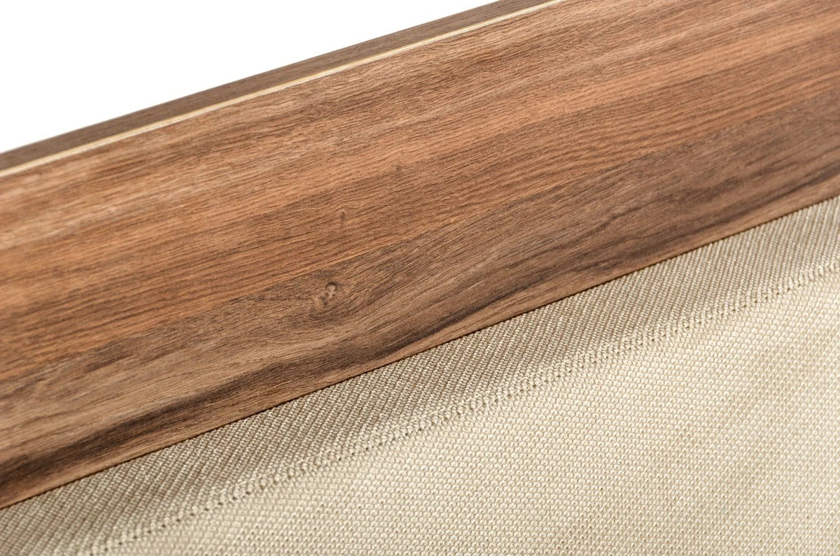 Bedroom Set: Walnut & Beige Fabric Bedroom Set