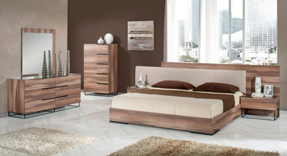 Bedroom Set: Walnut & Fabric Bedroom Set