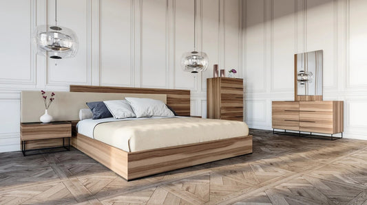 Bedroom Set: Walnut & Fabric Bedroom Set