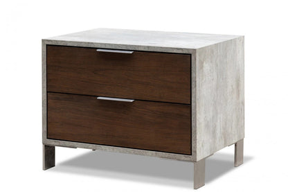 Bedroom Set Walnut & Faux Concrete Bedroom Set