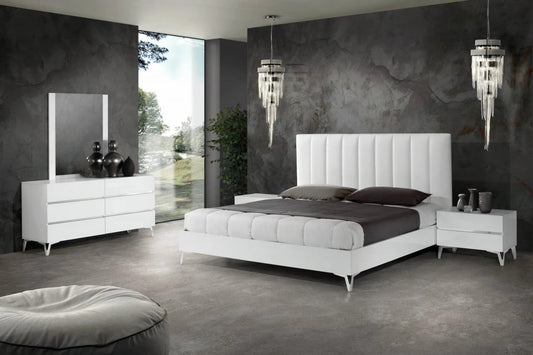 Bedroom Set: White Eco Leatherette Bedroom Set