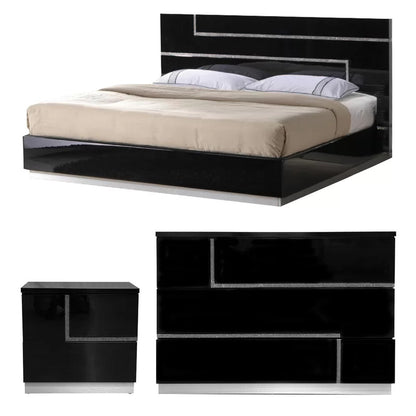 Bedroom Set: Wooden Slats Platform Bedroom Set