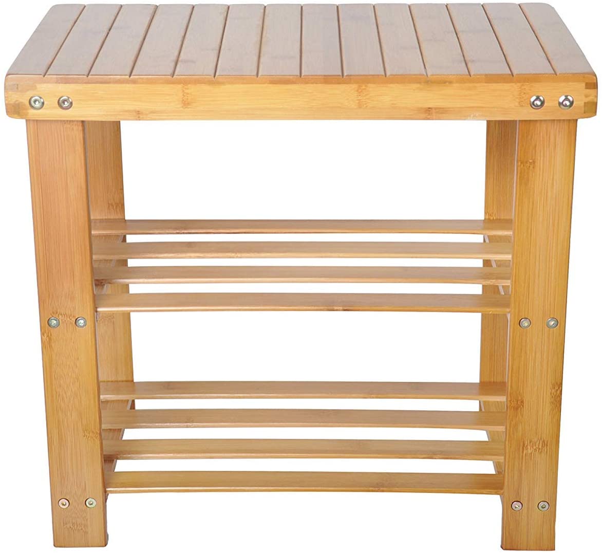 Benches: 2-Tier Bamboo Shoe Bench Rack