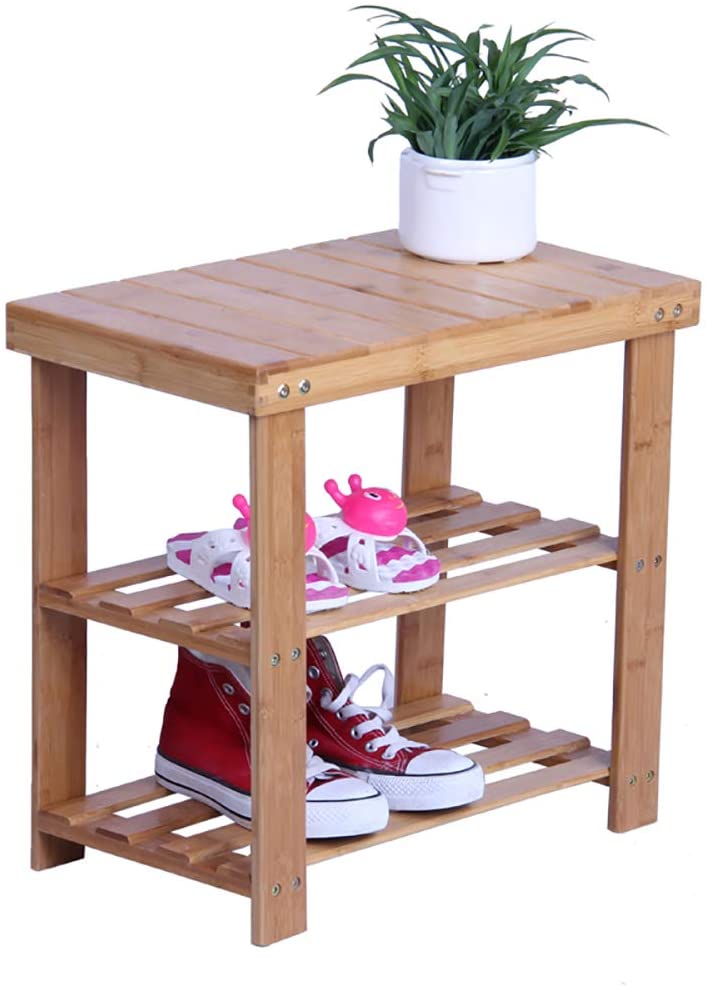 Benches: 2-Tier Bamboo Shoe Bench Rack