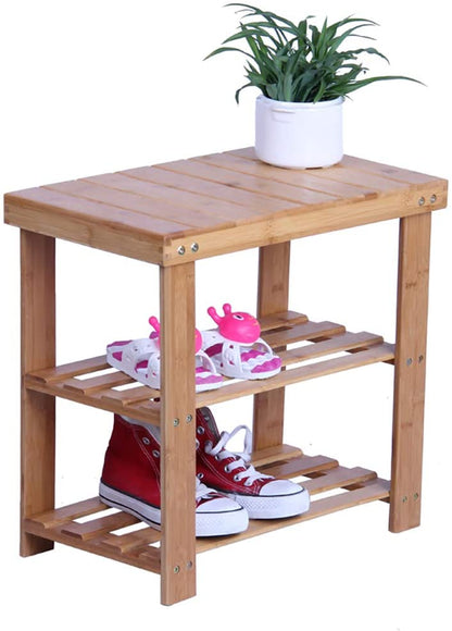 Benches: 2-Tier Bamboo Shoe Bench Rack