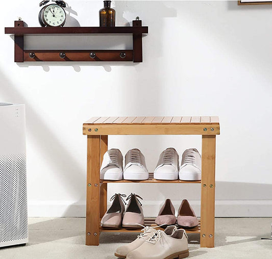 Benches: 2-Tier Bamboo Shoe Bench Rack