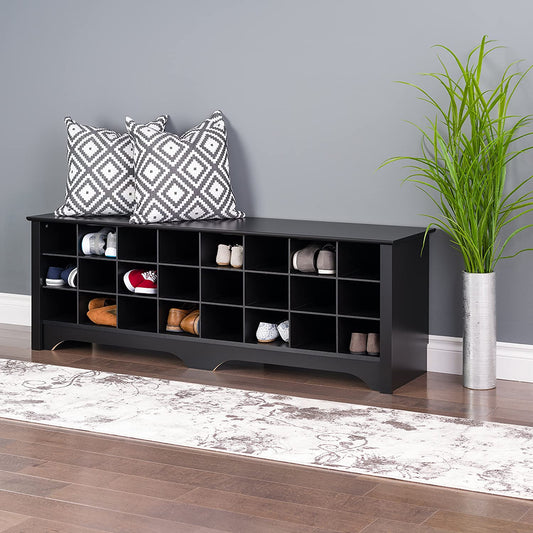 Benches : 24 Pair Shoe Storage Cubby Bench