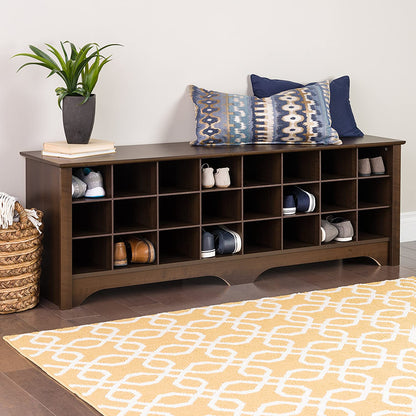 Benches : 24 Pair Shoe Storage Cubby Bench