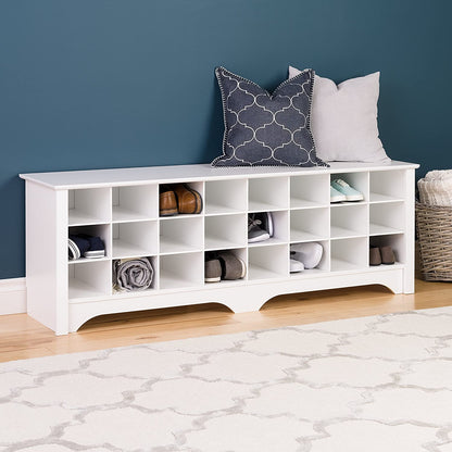 Benches : 24 Pair Shoe Storage Cubby Bench