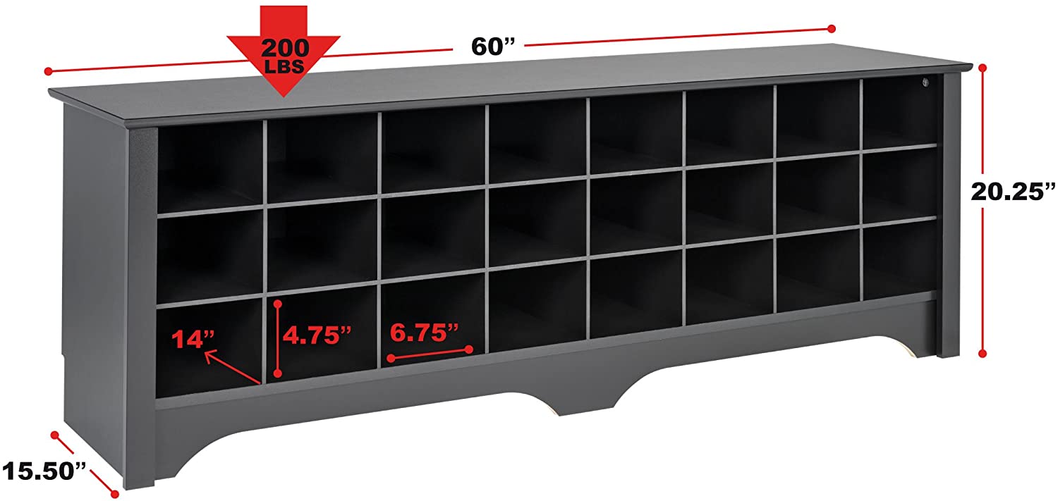 Benches : 24 Pair Shoe Storage Cubby Bench
