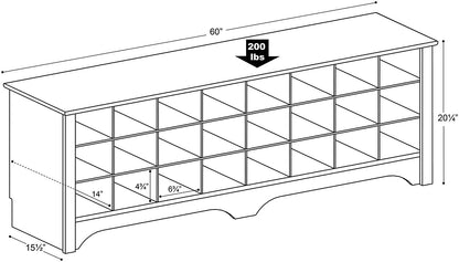 Benches : 24 Pair Shoe Storage Cubby Bench