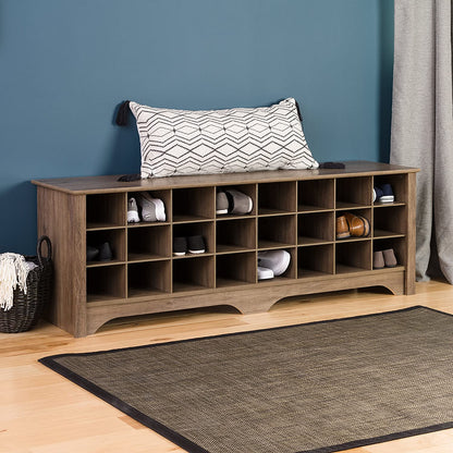 Benches : 24 Pair Shoe Storage Cubby Bench