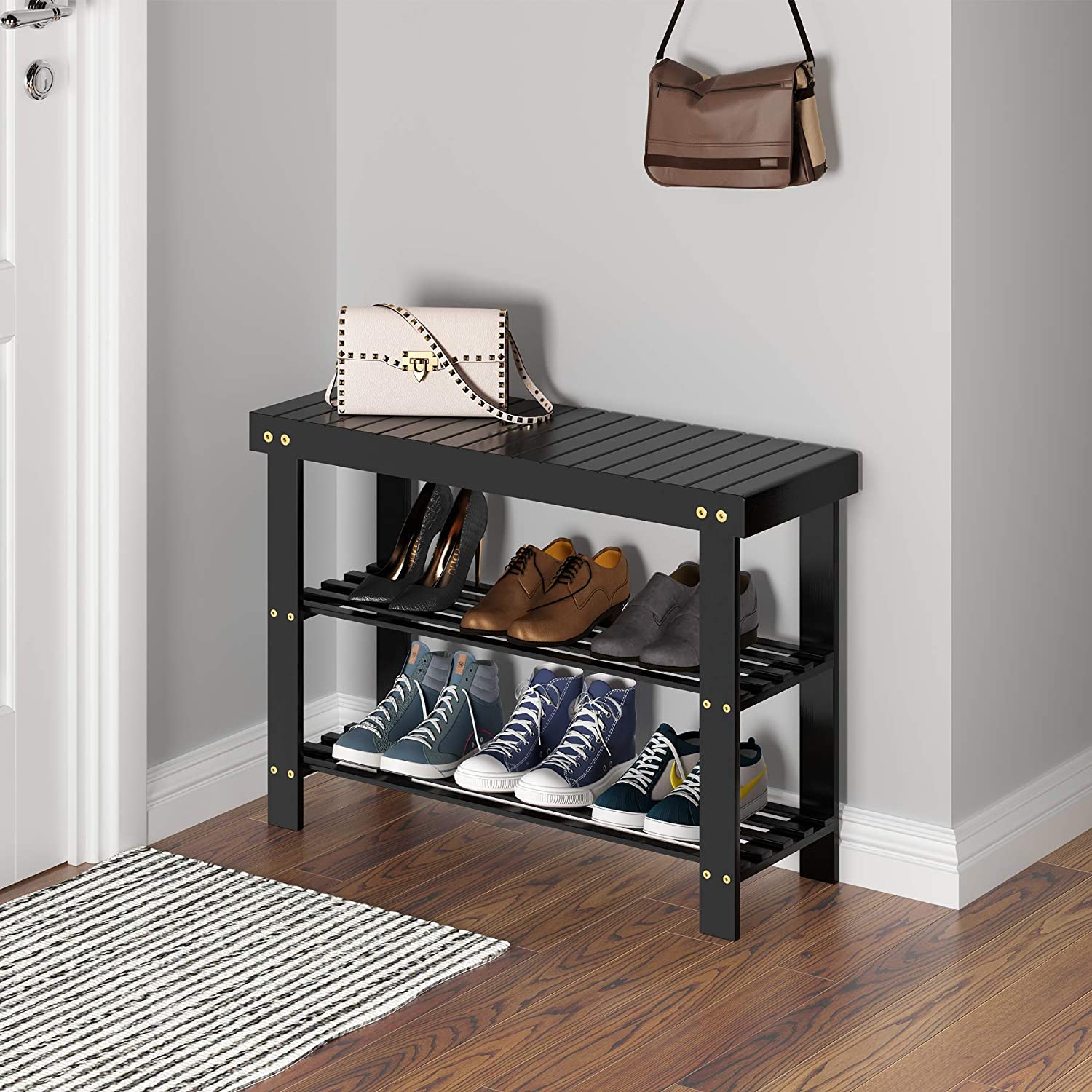 Benches: 3-Tier Bamboo Shoe Rack Bench