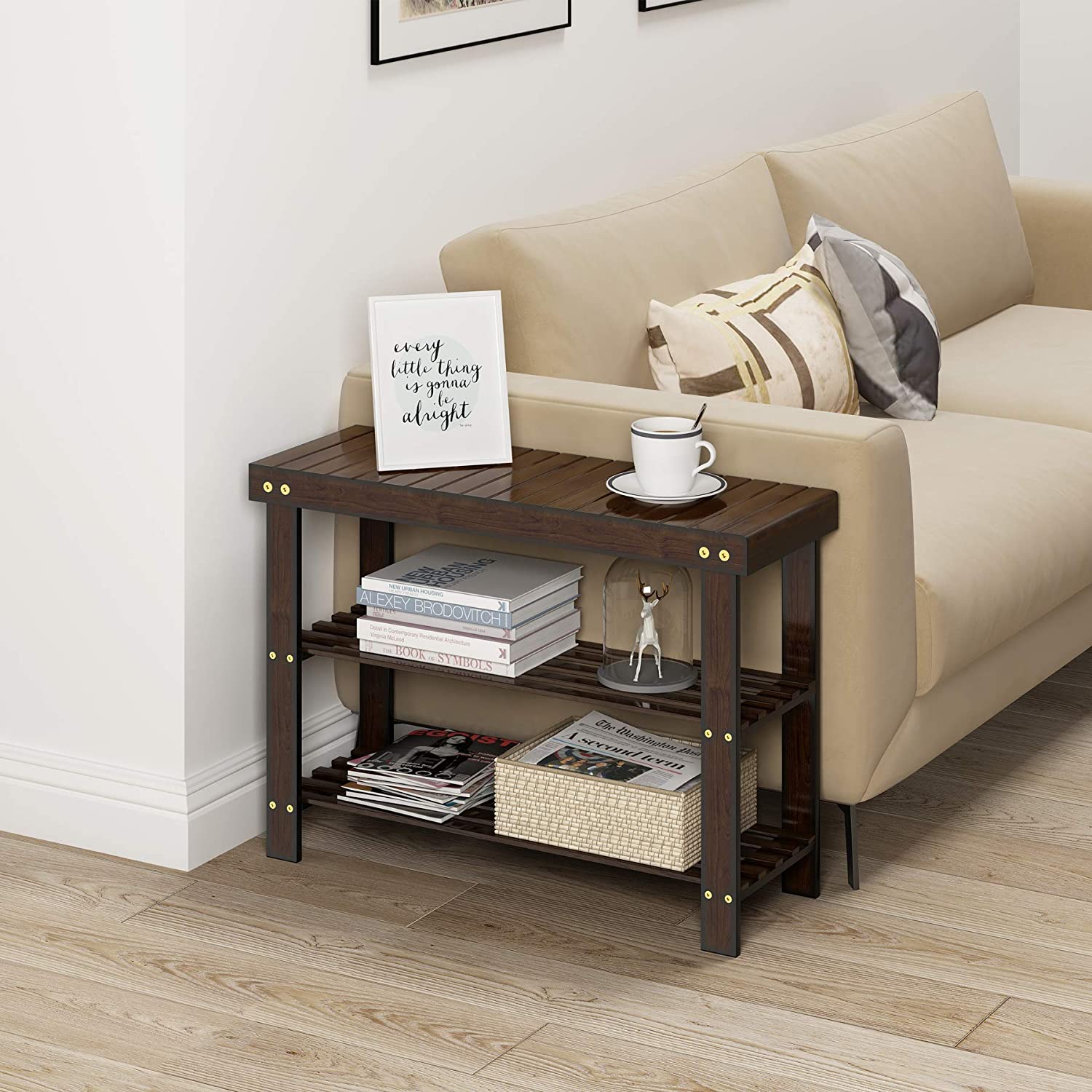 Benches: 3-Tier Bamboo Shoe Rack Bench