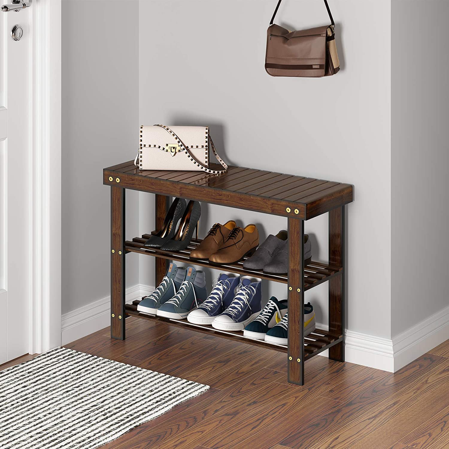 Benches: 3-Tier Bamboo Shoe Rack Bench