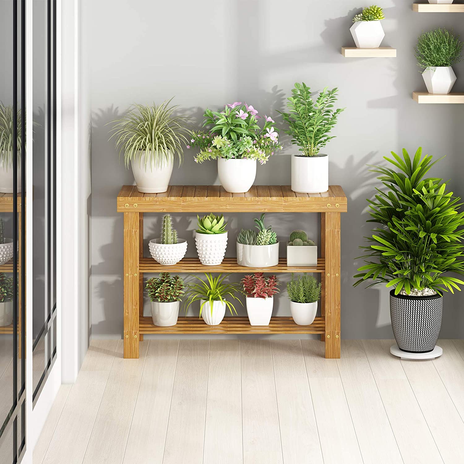 Benches: 3-Tier Bamboo Shoe Rack Bench