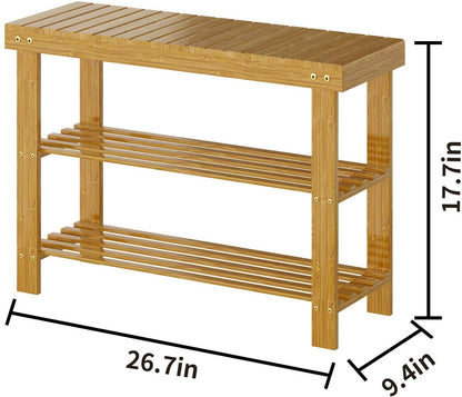 Benches: 3-Tier Bamboo Shoe Rack Bench