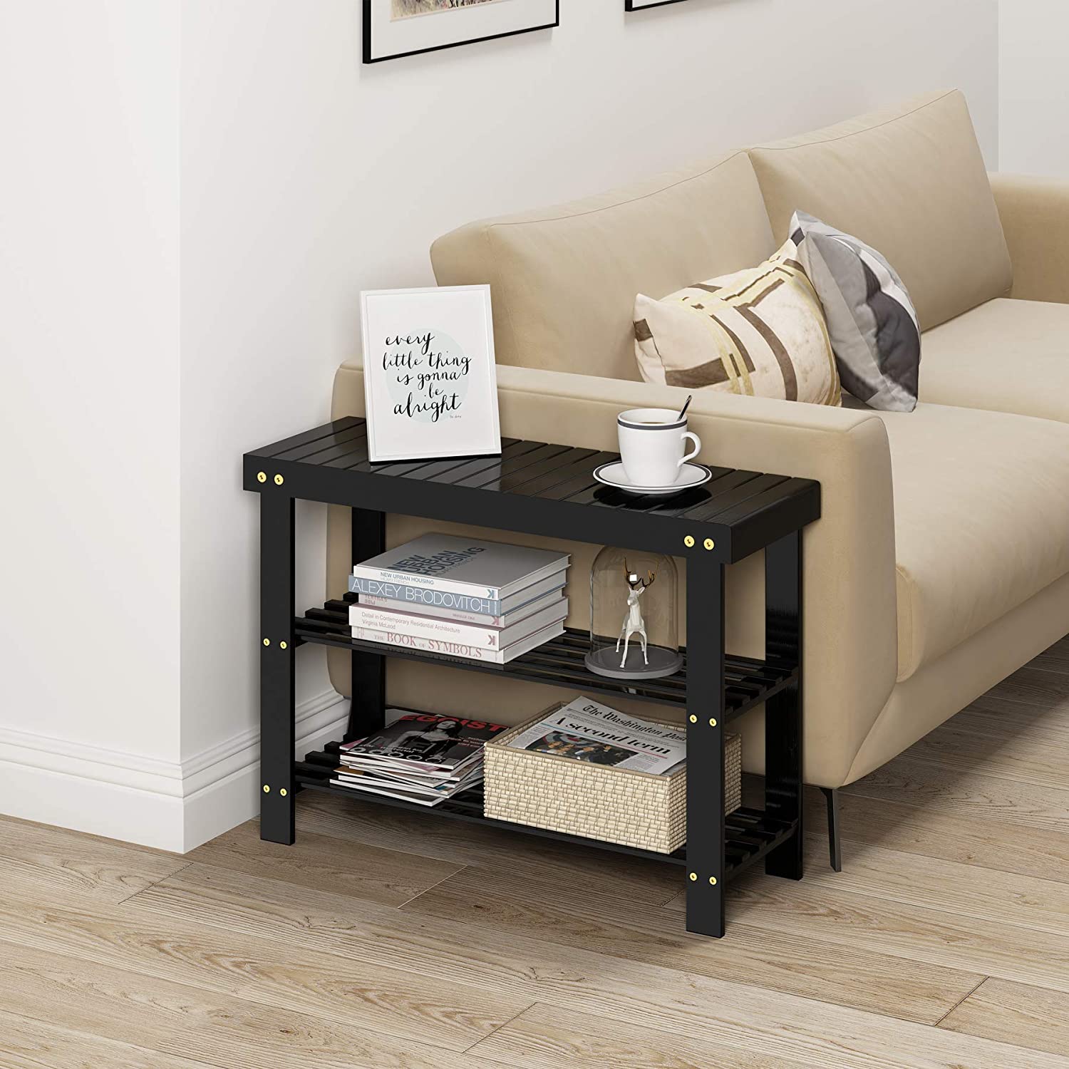 Benches: 3-Tier Bamboo Shoe Rack Bench