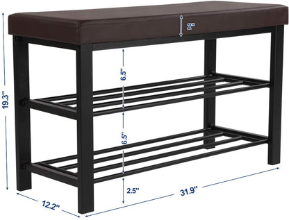 Benches: 3-Tier Shoe Rack with Storage Organizer with Foam Padded Seat
