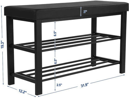 Benches: 3-Tier Shoe Rack with Storage Organizer with Foam Padded Seat