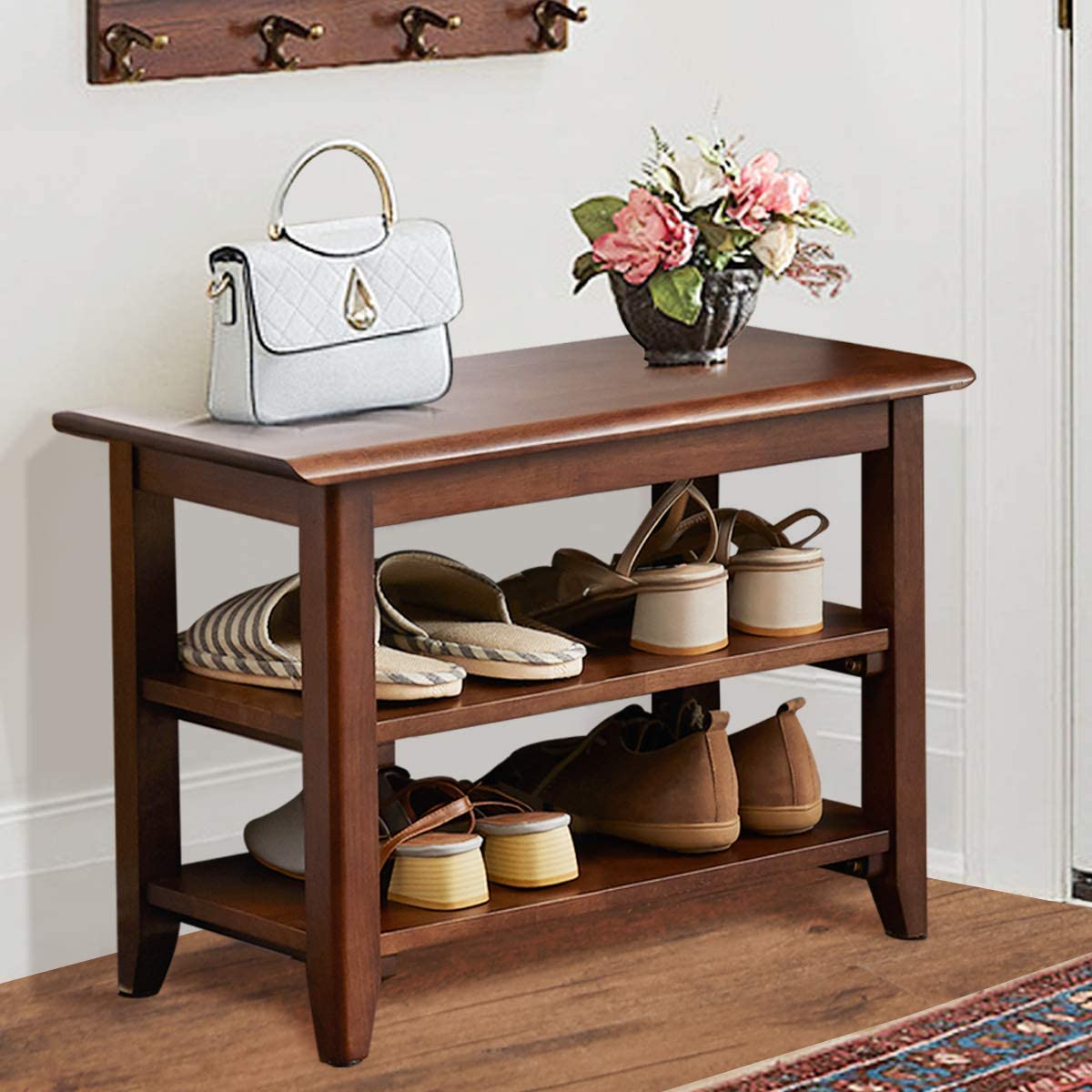 Benches: 3 Tier Wooden Storage Bench