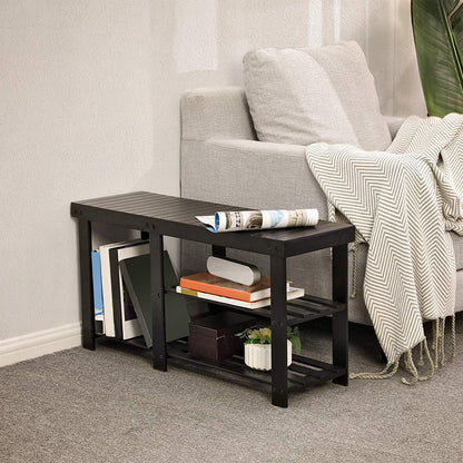 Benches : Bamboo Shoe Rack Bench & Storage Organizer, 3 Tiers Shoe Shelf