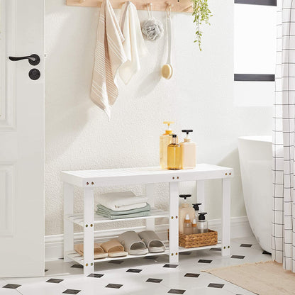 Benches : Bamboo Shoe Rack Bench & Storage Organizer, 3 Tiers Shoe Shelf