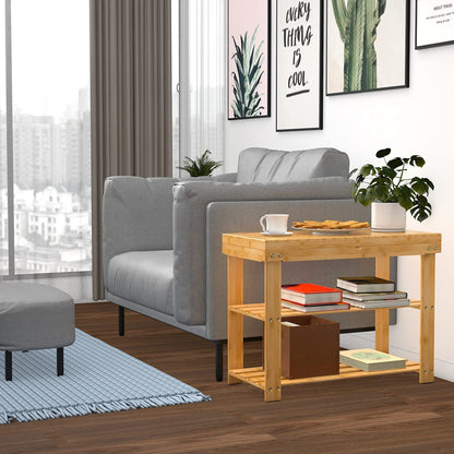 Benches: Bamboo Shoe Rack Bench with Storage Shelf