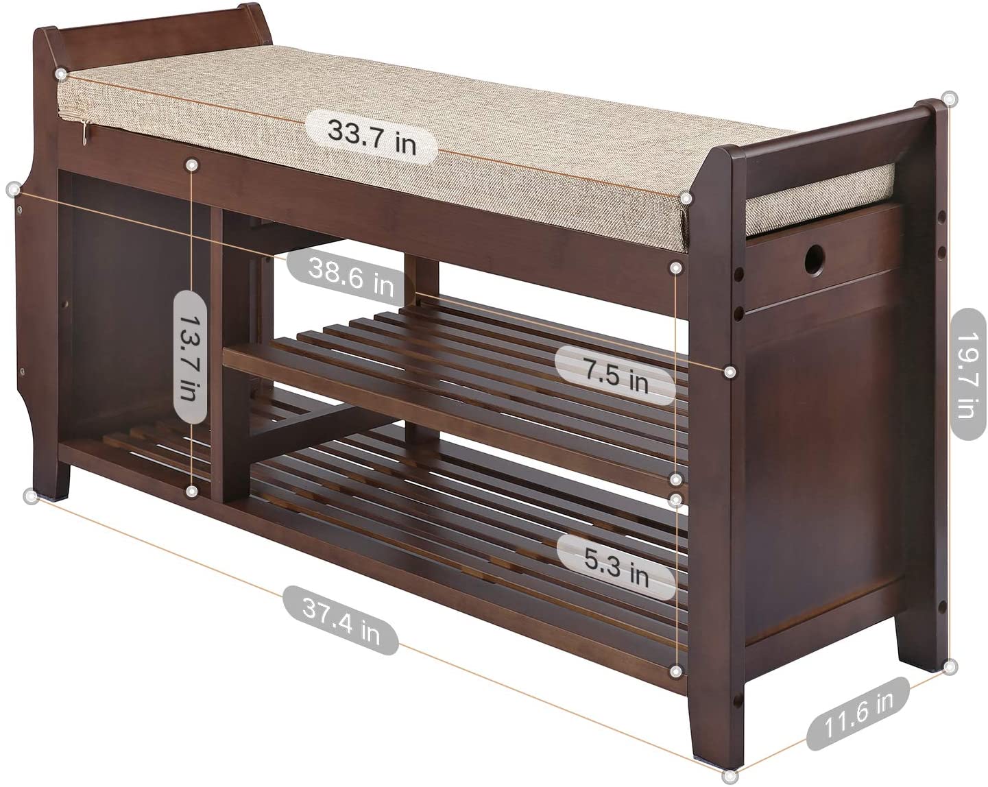 Benches : Bench Shoe Rack  Organizer with Storage Basket Side Drawer