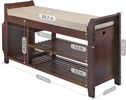 Benches : Bench Shoe Rack  Organizer with Storage Basket Side Drawer