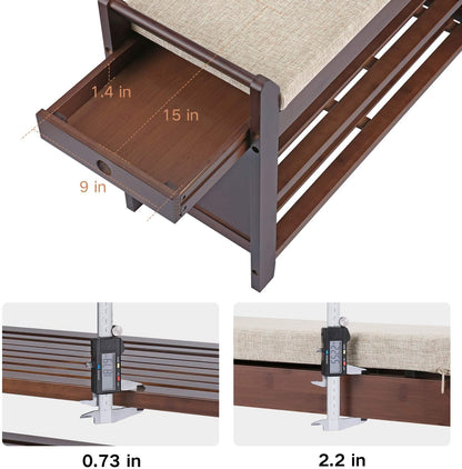 Benches : Bench Shoe Rack  Organizer with Storage Basket Side Drawer