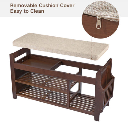 Benches : Bench Shoe Rack  Organizer with Storage Basket Side Drawer