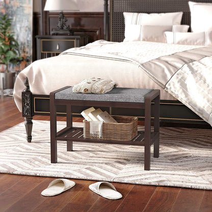 Benches Cushion Upholstered Padded Seat Storage Shelf Bench for Entryway Bedroom Living Room Hallway Garage