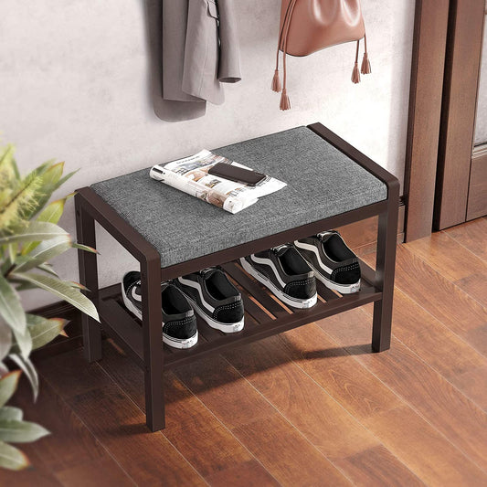 Benches Cushion Upholstered Padded Seat Storage Shelf Bench for Entryway Bedroom Living Room Hallway Garage