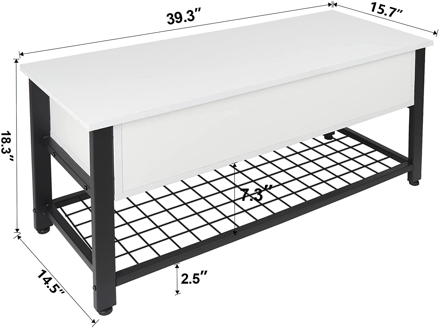 Benches: Dining Room, Hallway, Living Room Metal Frame, Black & White
