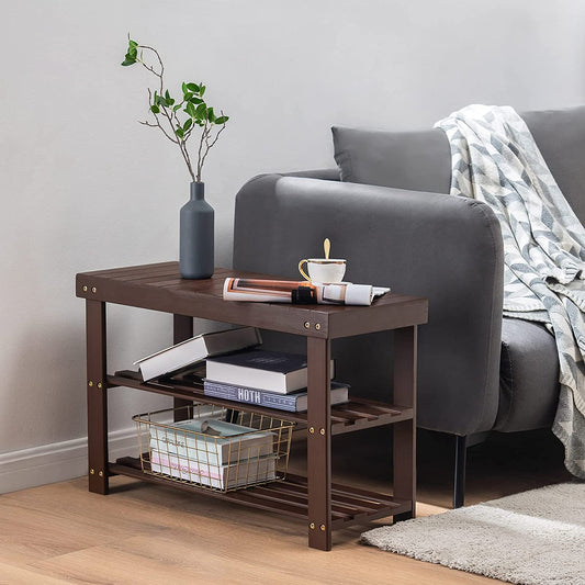 Benches: Entryway Storage Premium Shoe Organizer or Entryway Bench Dark Brown