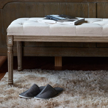 Benches : Extra-Long French Vintage Bench with Padded Seat