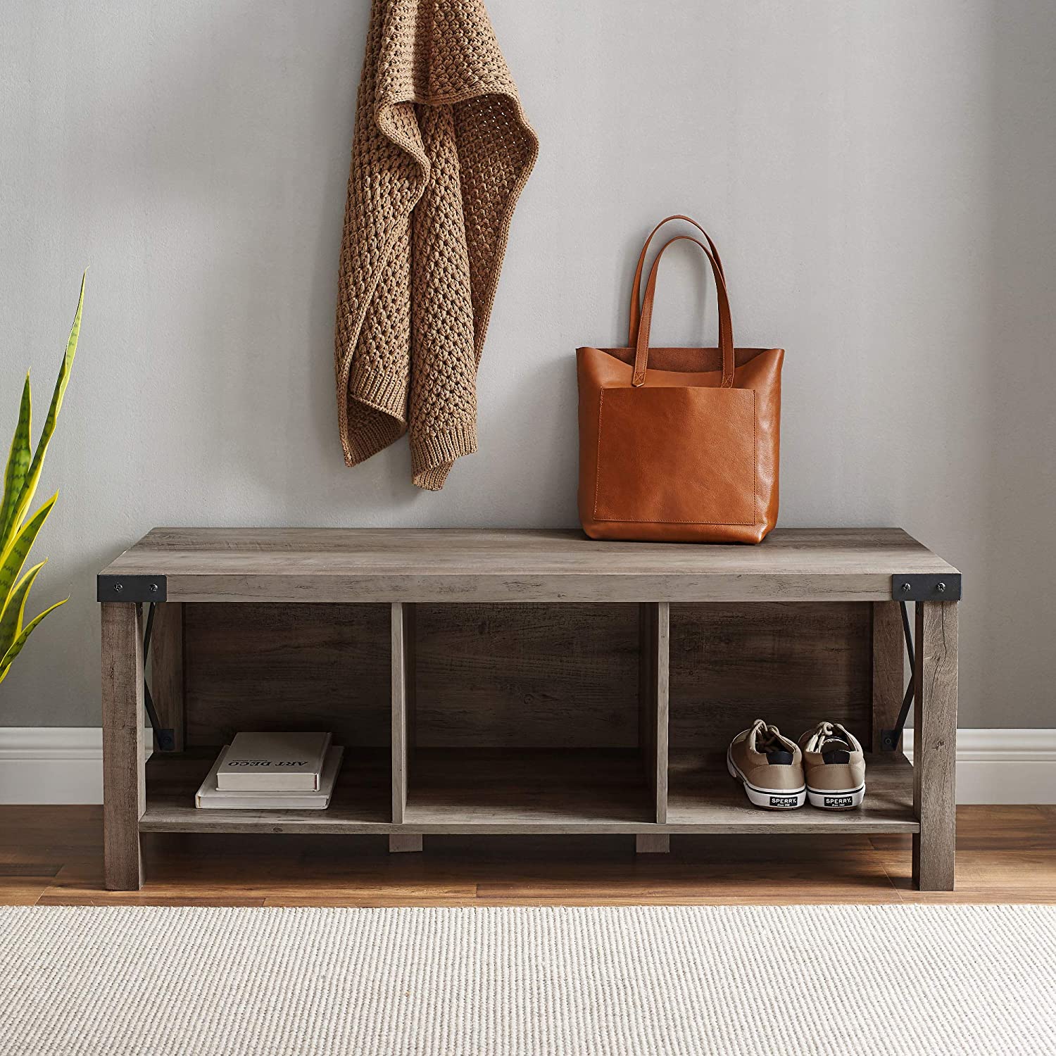 Benches: Farmhouse Metal X Entryway Bench