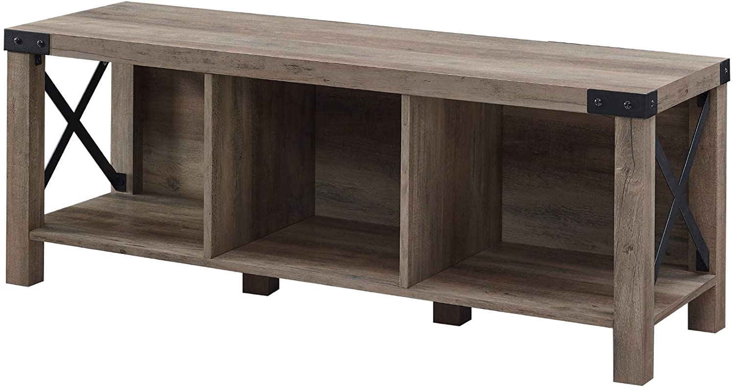 Benches: Farmhouse Metal X Entryway Bench