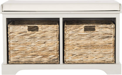 Benches Homes Collection Freddy Brown Wicker Storage Bench 