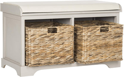Benches Homes Collection Freddy Brown Wicker Storage Bench 
