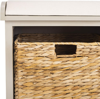 Benches Homes Collection Freddy Brown Wicker Storage Bench 