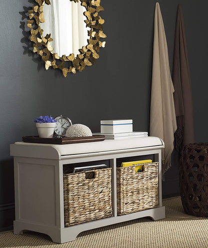 Benches Homes Collection Freddy Brown Wicker Storage Bench 