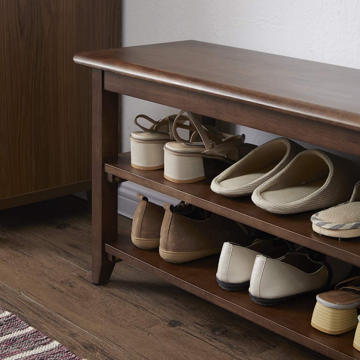 Benches Ideal for Entryway, Living Room, Holds Up to 550 lbs, Dark Brown