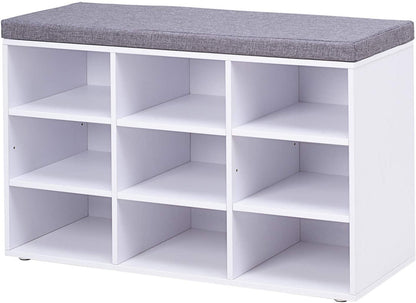 Benches Multifunctional Shoe Organizer Bench for Entryway, Mudroom, Hallway, Closet and Garage, White 