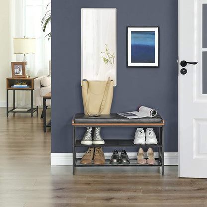 Benches: Padded Storage Bench with Mesh Shelf