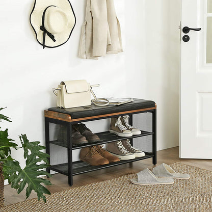 Benches: Padded Storage Bench with Mesh Shelf